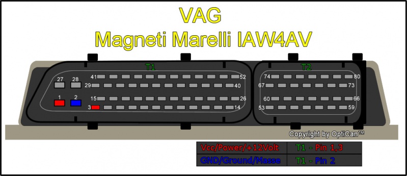 Magneti Marelli IAW 4AV (Volkswagen) pinout diagram 1